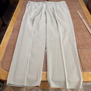 Tommy Bahama Silk Cotton Blend Beige Pleated Pants Sz 40 x 32 Hawaiian Tan